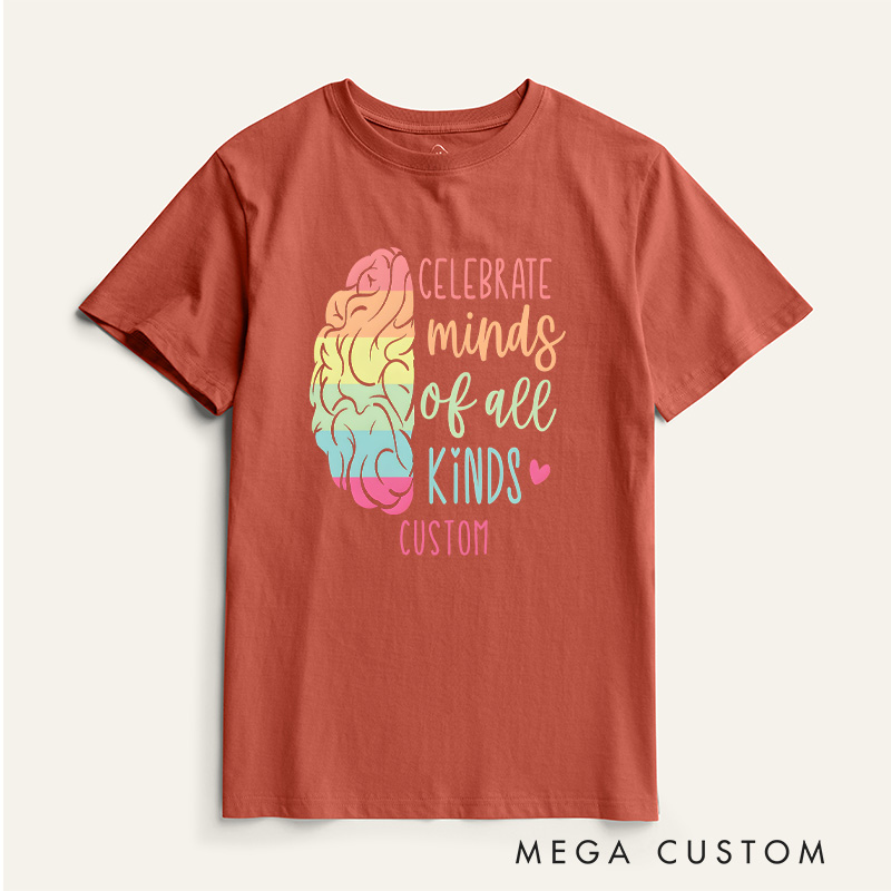 Personalized Celebrate Minds of All Kinds Autism Neurodiversity Autism Awareness T-Shirt Mental Health Gift