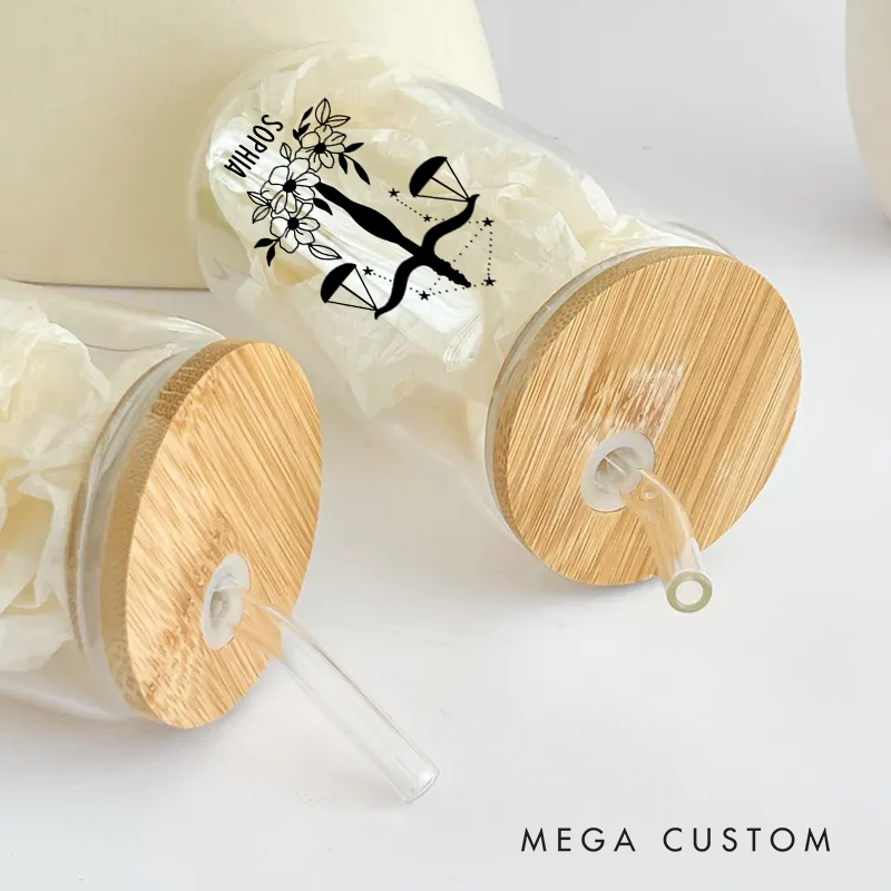 Personalized Floral Tumbler With Zodiac Signs Custom Coffee Cup Custom Floral Tumbler With Name Birthday Gift