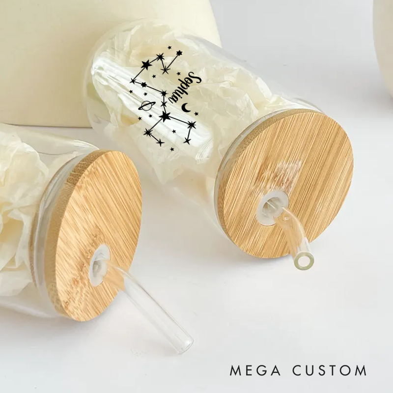 Personalized Water Glasses Tumbler With Zodiac Signs Custom Coffee Cup Custom Water Glasses Tumbler With Name Birthday Gift