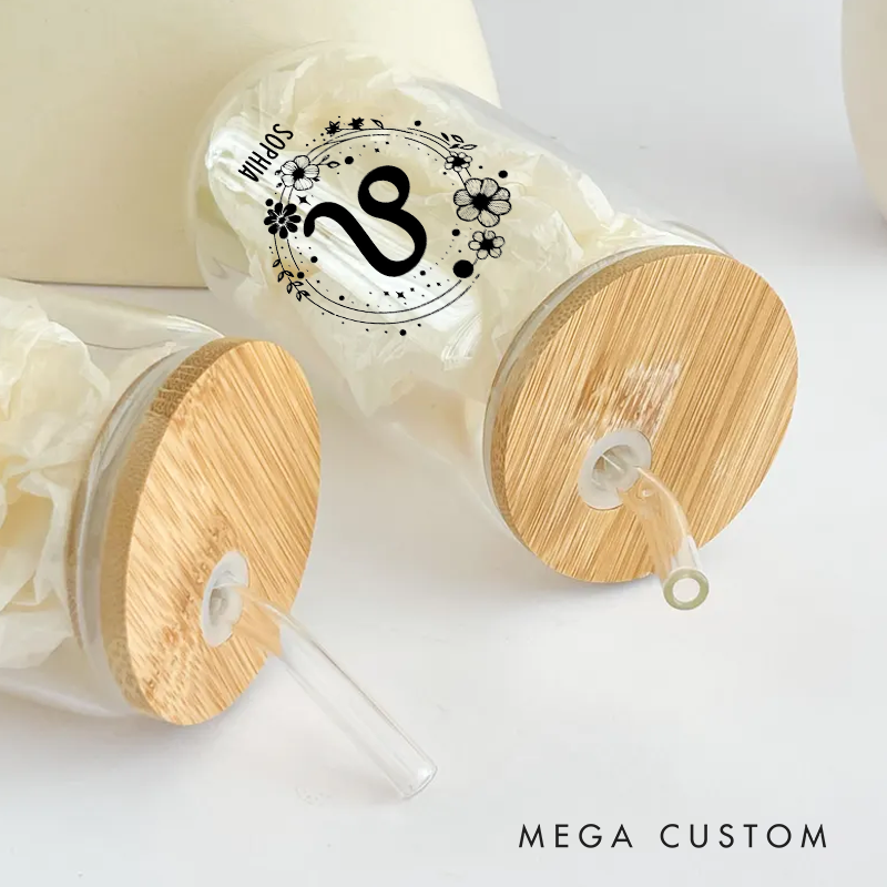 Personalized Water Glasses Tumbler With Zodiac Signs Custom Coffee Cup Custom Water Glasses Tumbler With Name Birthday Gift