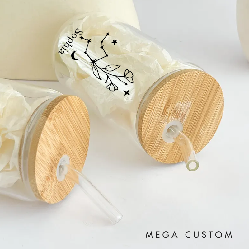 Personalized Floral Tumbler With Zodiac Signs Custom Coffee Cup Custom Floral Tumbler With Name Birthday Gift