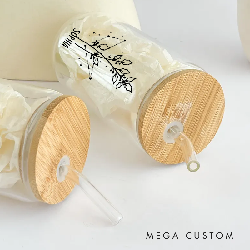 Personalized Water Glasses Tumbler With Zodiac Signs Custom Coffee Cup Custom Water Glasses Tumbler With Name Birthday Gift