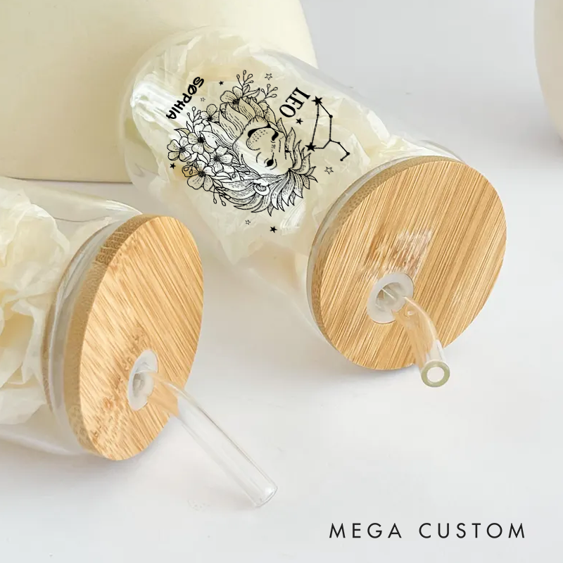 Personalized Water Glasses Tumbler With Zodiac Signs Custom Coffee Cup Custom Water Glasses Tumbler With Name Birthday Gift