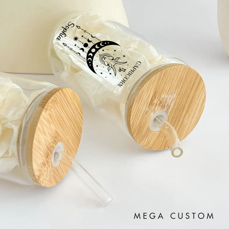 Personalized Zodiac SignWater Glasses Tumbler Coffee Tumbler Zodiac Personalized Birthday Gift Astrology Gift Celestial Moon Gifts