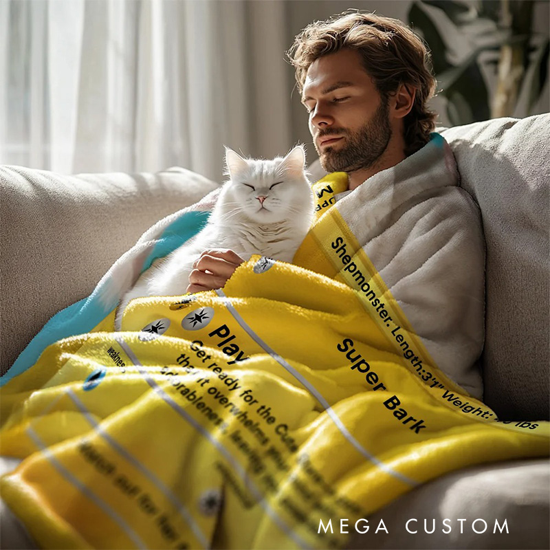 Personalized Cute Pokepet Card Soft Blanket Flannel Blanket Gaming Blanket with Name for Game Lovers Gamer