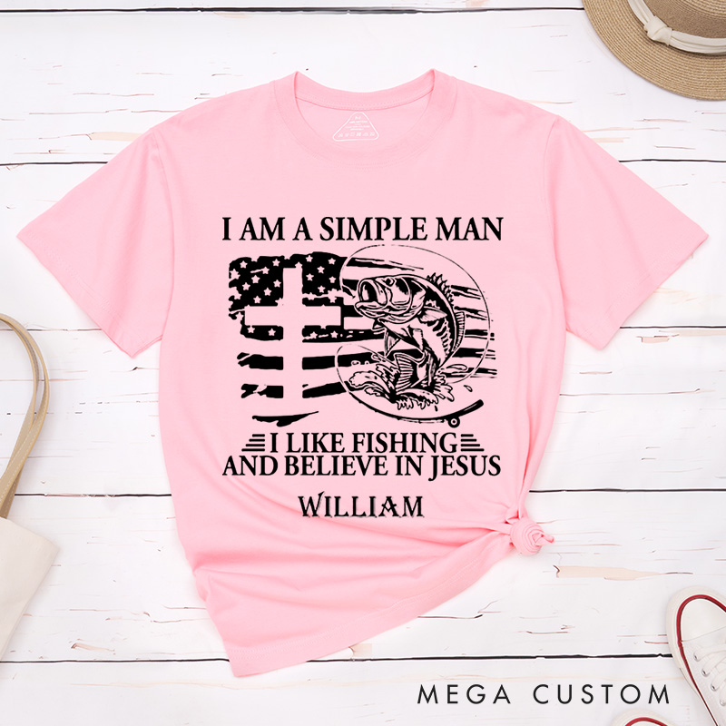 Personalized a Fisher of Men Classic T-Shirt with Name Cotton Shirt Religious Gift Faith Gift for Christians