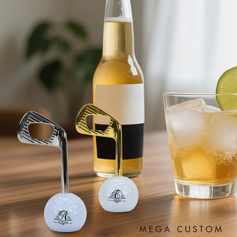 Personalized Golf Club Bottle Opener with Custom Initials and Name for Beer Lovers Golf Enthusiasts  