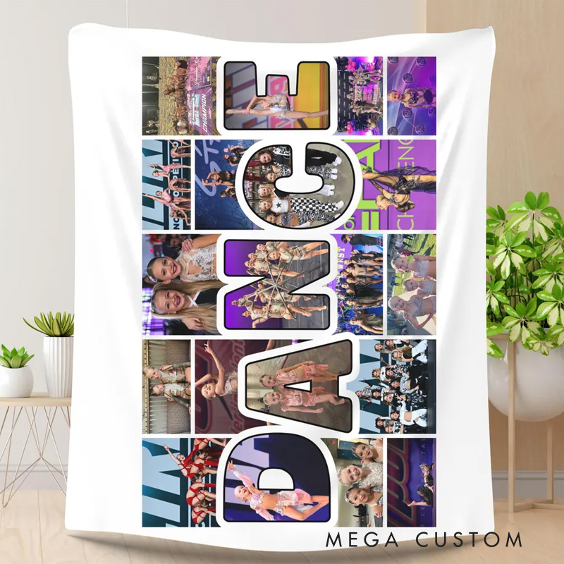Personalized Dance Collage Photo Blanket Flannel Blanket Ballet Lover Blanket with Name for Dance Lovers Dancer