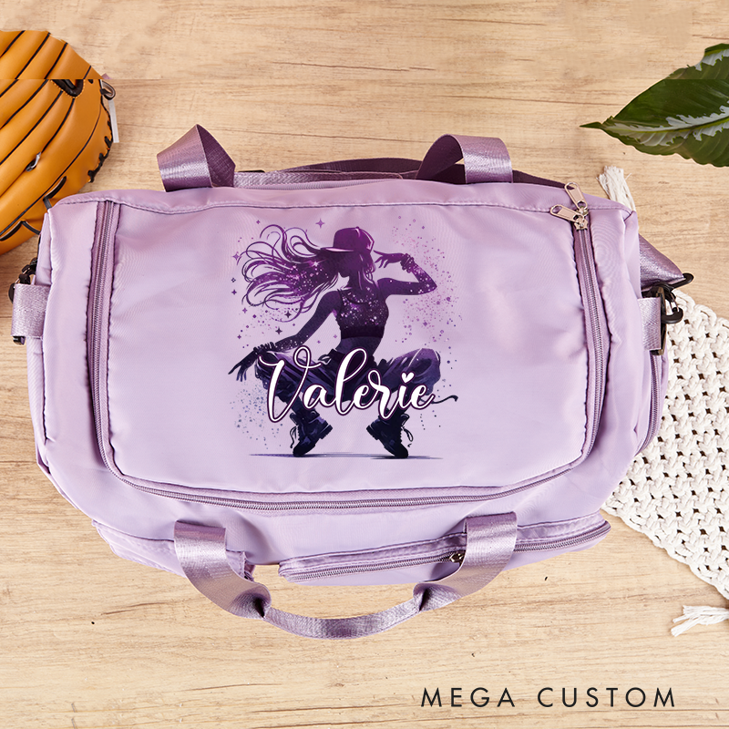 Personalized Ink Ballerina Street Dancer Waterproof Large Travel Duffle Bag Dance Bag with Shoe Compartment and Shoulder Strap for Dance Lover