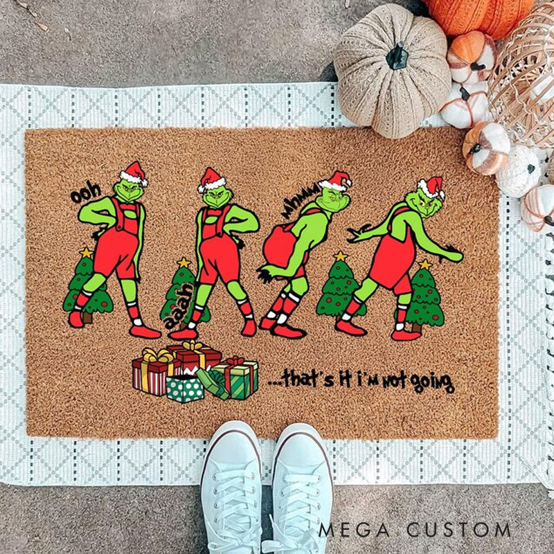 Personalized Green Welcome Christmas Door Mat Funny Holiday Welcome Mat With Santa Hat Green Inspired Doormat Cute Christmas Entry Rug Xmas Porch