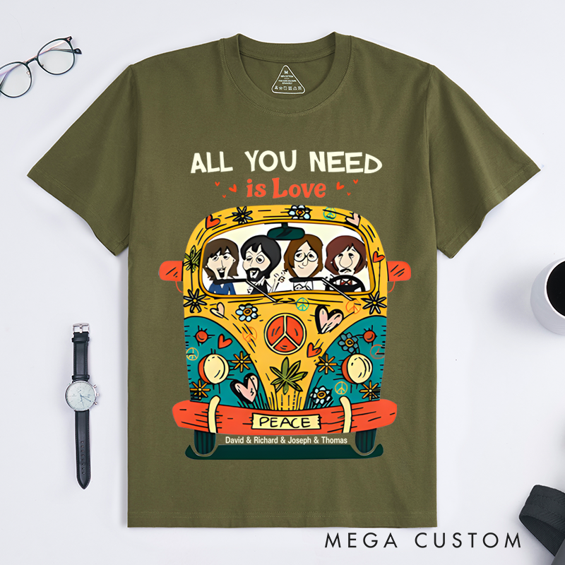 Personalized Classic T-Shirts Retro Hippie Graphic Tee Perfect for Classic Rock and Hippie Style Lovers and 60s Music Fans T-Shirt