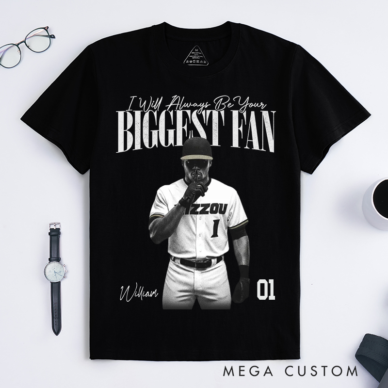 Personalized Biggest Fan T-Shirt with Player Image and Name Customization 
