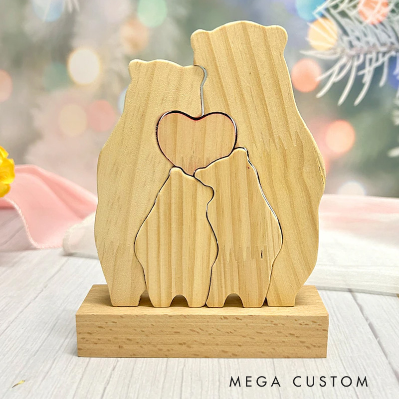 Personalized Wooden Bear Family Puzzle Wooden Hugging Bears With Heart Engraved Custom Name Family Puzzle Family Anniversary Gifts Housewarming Gift