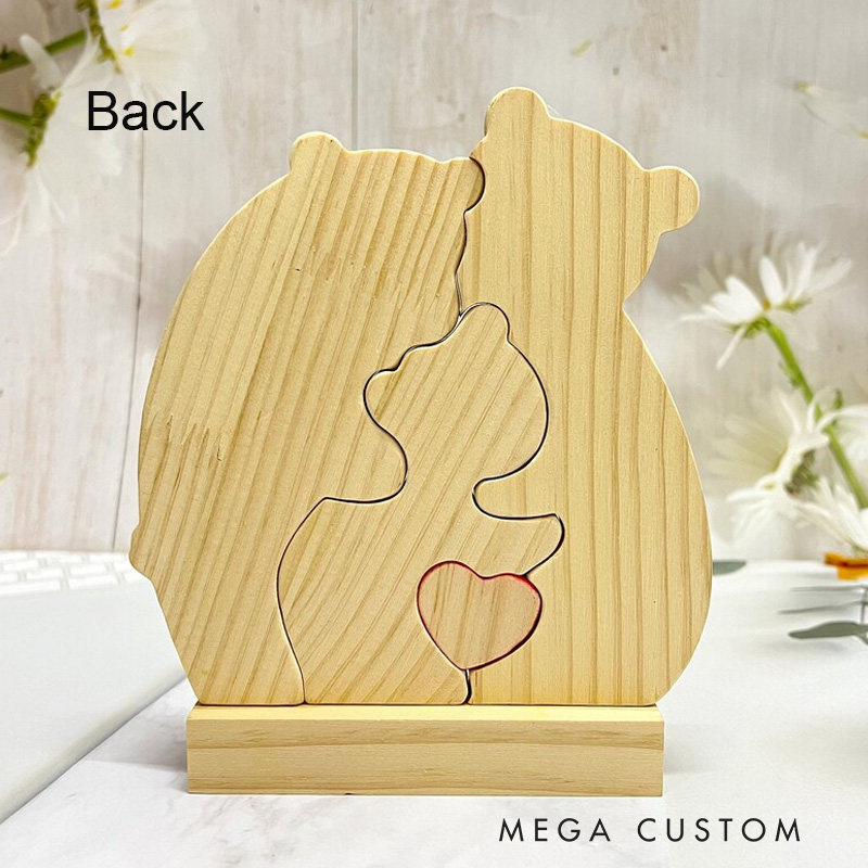 Personalized Wooden Bear Family Puzzle Engraved Names Keepsake Wooden Hugging Bears With Heart Christmas Gifts New Home Housewarming Gift