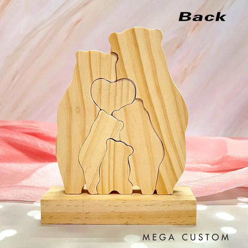 Personalized Wooden Bear Family Puzzle Wooden Bear With Scarf Engraved Christmas Keepsake Christmas Family Keepsake Gifts New Home Housewarming Gift