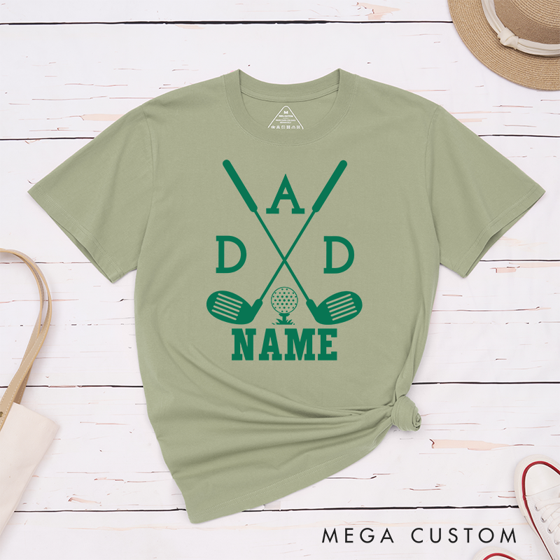 Personalized Dad Golf T-Shirt with Custom Name, Unique Gift for Golf Lovers, Custom Golf Shirt for Fathers