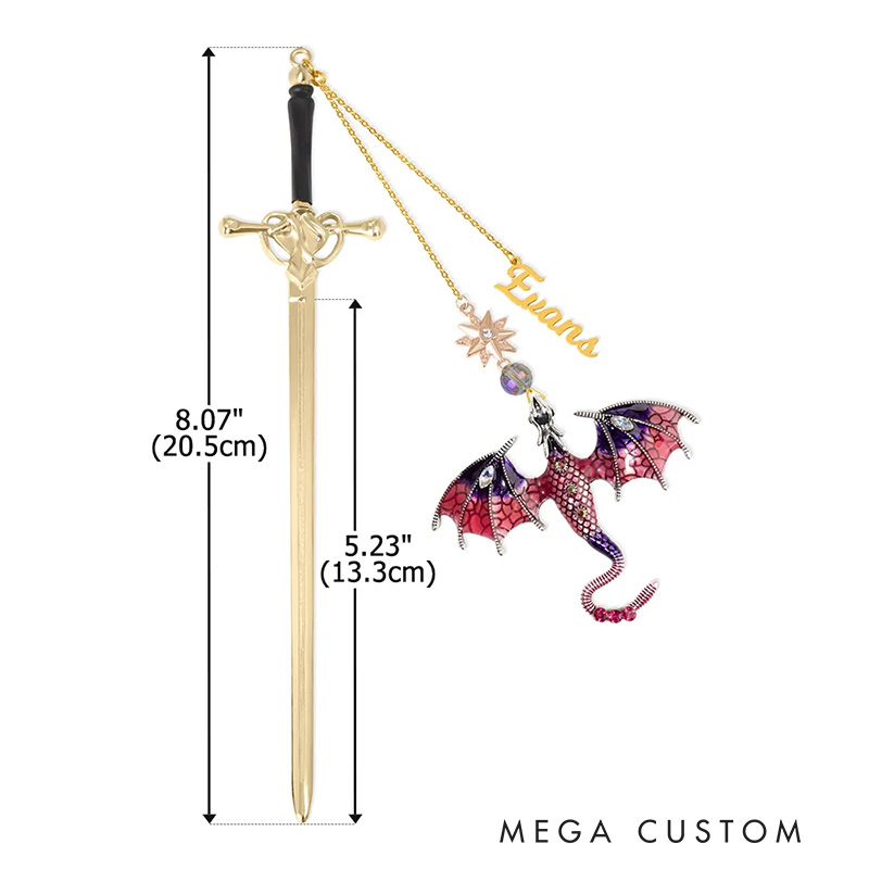 Personalized Dragon Sword Bead Star Fantasy Bookmark Clips with Name Reading Accessory Birthday Gift for Reader Book Lover Gift