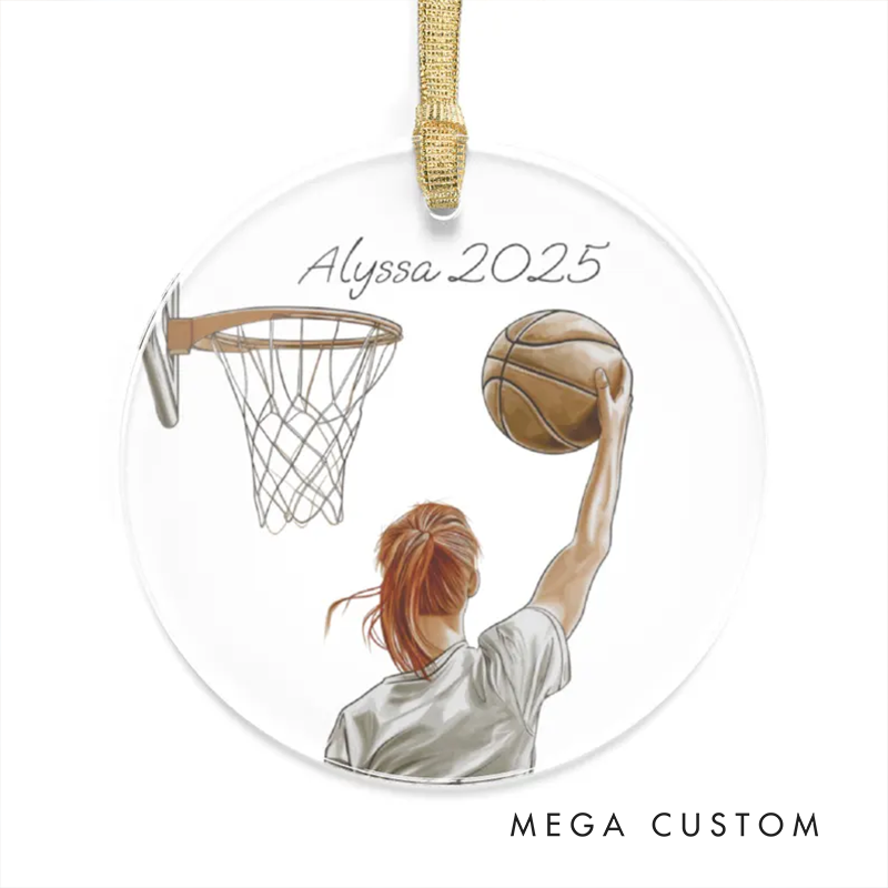 Personalized Basketball Girl Christmas Ornament Custom Name and Year Decoration