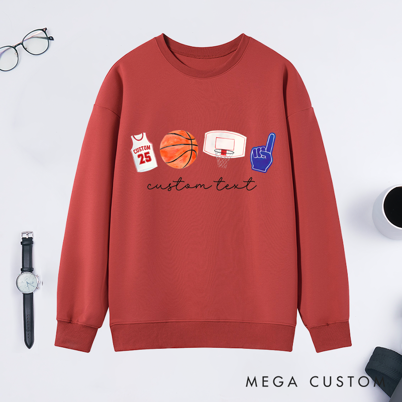 Personalized Basketball Sweatshirt Custom Jersey Number Custom Text Shirt