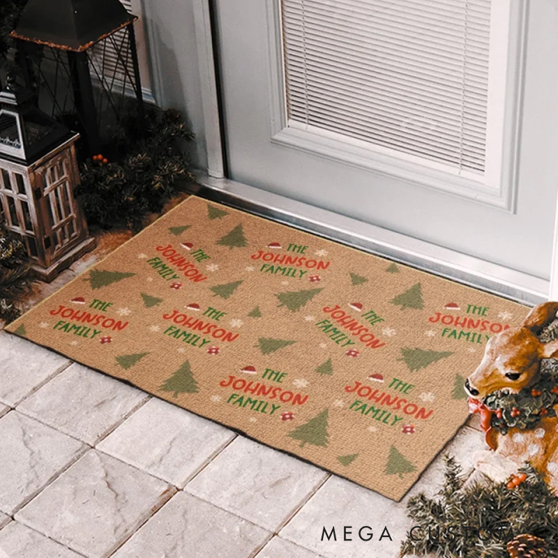 Personalized DoorMat Family Makes The Season Bright Family Personalized Custom Home Decor Decorative Mat Christmas Gift For Family Members