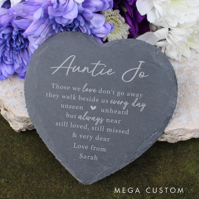 Personalized Graveside Memorial Ornament Memorial Plaque Slate Heart Shaped Cemetery Grave Decoration Loved One Remembrance Gift