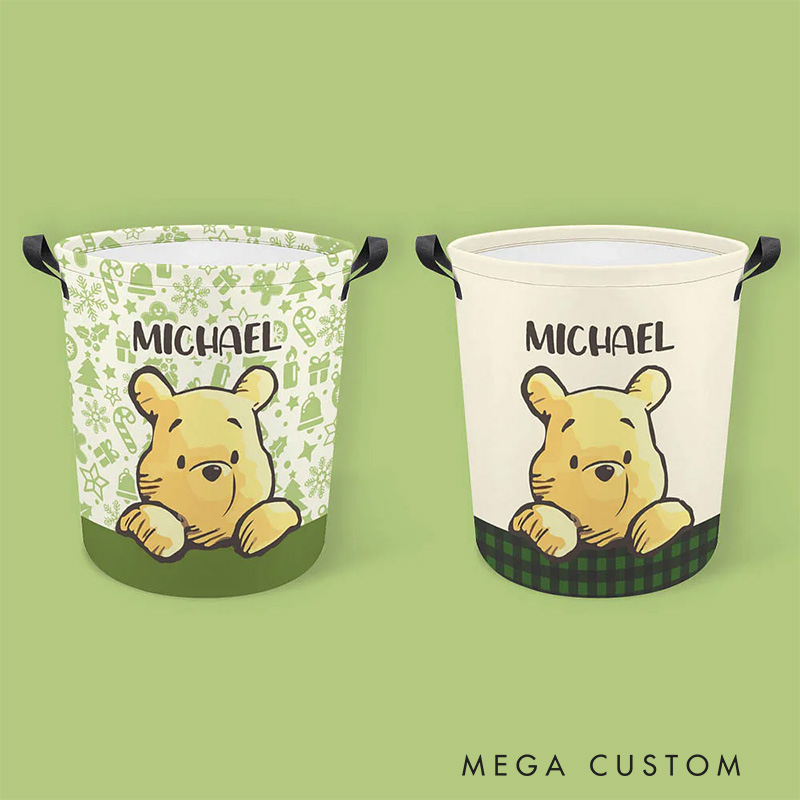 Personalized Cartoon Bear Collapsible Storage Basket for Laundry Toys Organizer Cartoon Lover Gift for Kids