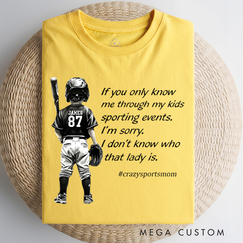Personalized "Crazy Sports Mom" T-Shirt with Custom Name and Player Number 