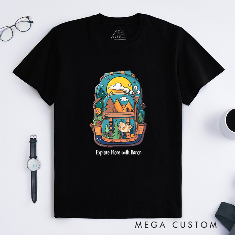 Personalized Travel Backpack T-Shirt Camping Hiking Adventure T-Shirt for Nature Traveling Outdoors Lover Gift