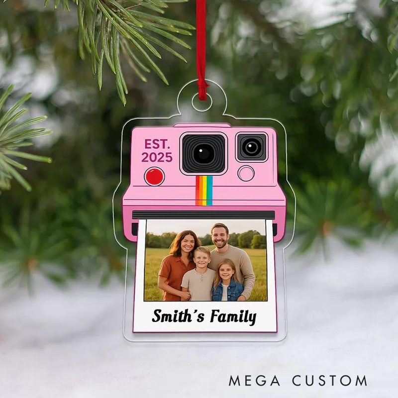 Personalized Camera Photo Ornament 2025 Custom Family Picture Ornament Polaroid Style Christmas Tree Decoration Gift for Families