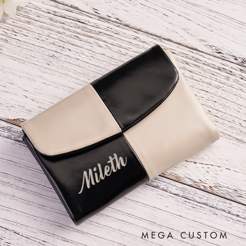 Personalized Womens Leather Wallet Custom Women's Wallet with Name Women's Purse with Engraving Birthday Gift for Mom Gift for Her