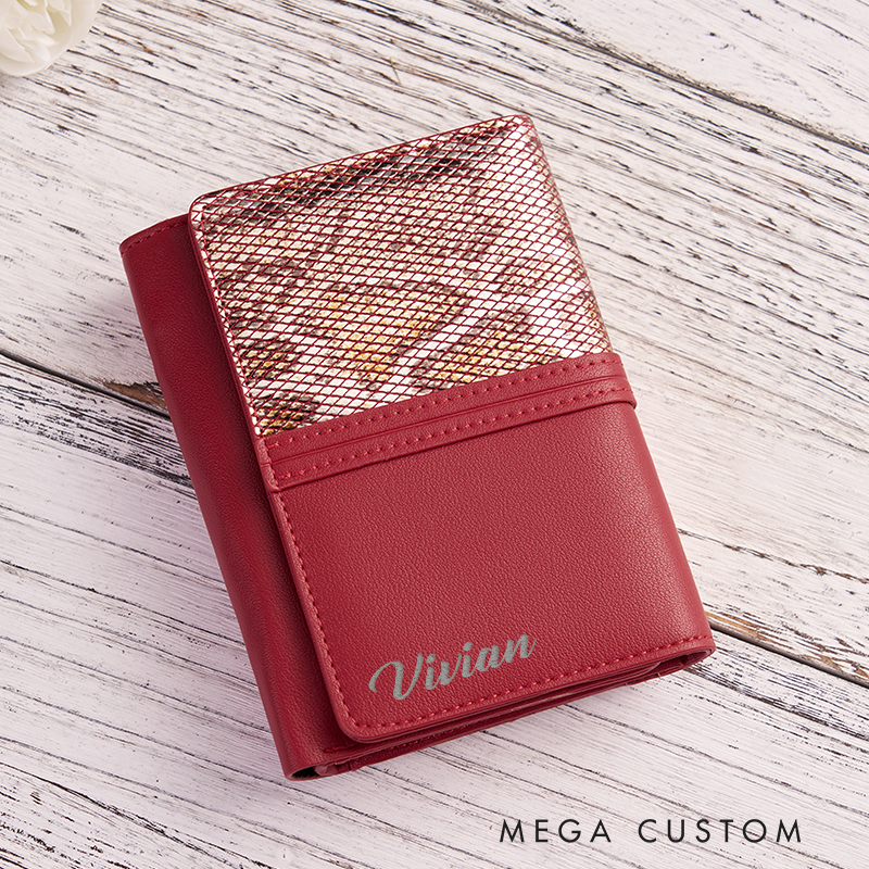 Personalized Leather Wallet For Her Birth Flower Wallet with Name Engraved Wallet For Women Leather Purse Birthday Gift For Her Gift For Mother Bridesmaid Gift Christmas Gift
