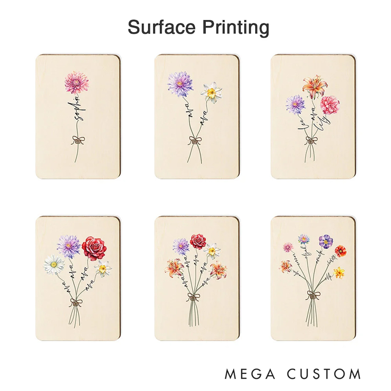 Personalized Birth Flower Wooden Magnetic Needle Box with Name Birthday Mother’s Day Gift for Sewing Lover