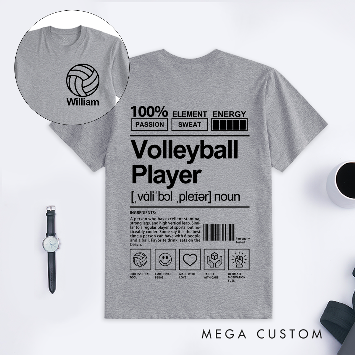 Personalized Soccer Basketball Volleyball and Baseball Player T-Shirt with Custom Name Fun and Unique Gift for Sports Fans