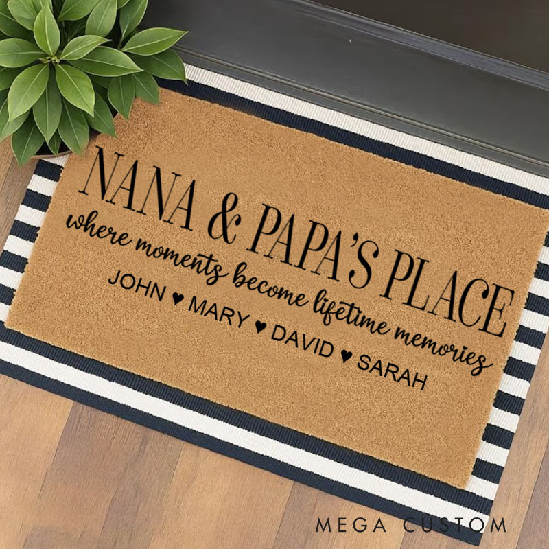 Personalized Where Moments Become Memories Doormat Housewarming Gift Durable Welcome Mat for New Home Indoor Outdoor Door Mat Family Home Decor Rug
