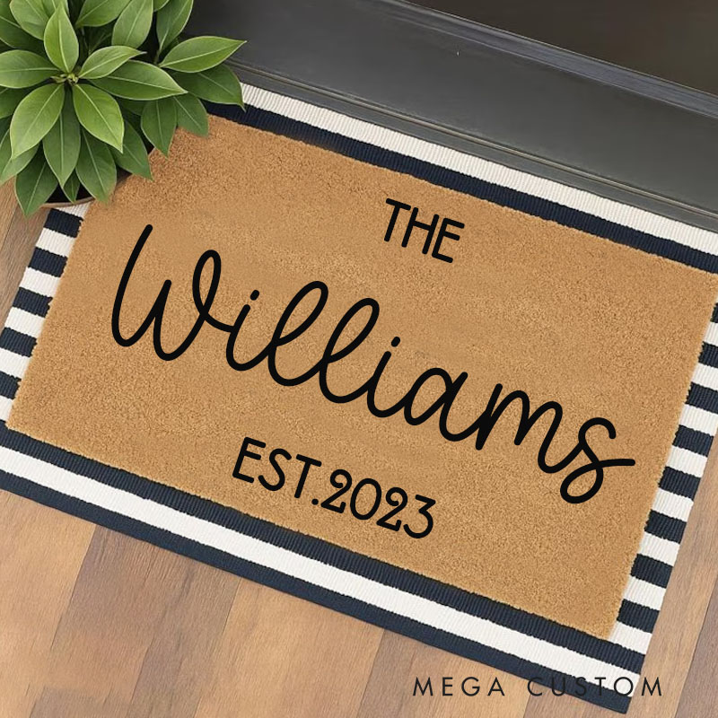 Personalized Family Established Doormat for New Home Custom Welcome Mat Perfect Housewarming Gift Durable Entryway Rug for Indoor Outdoor Decor