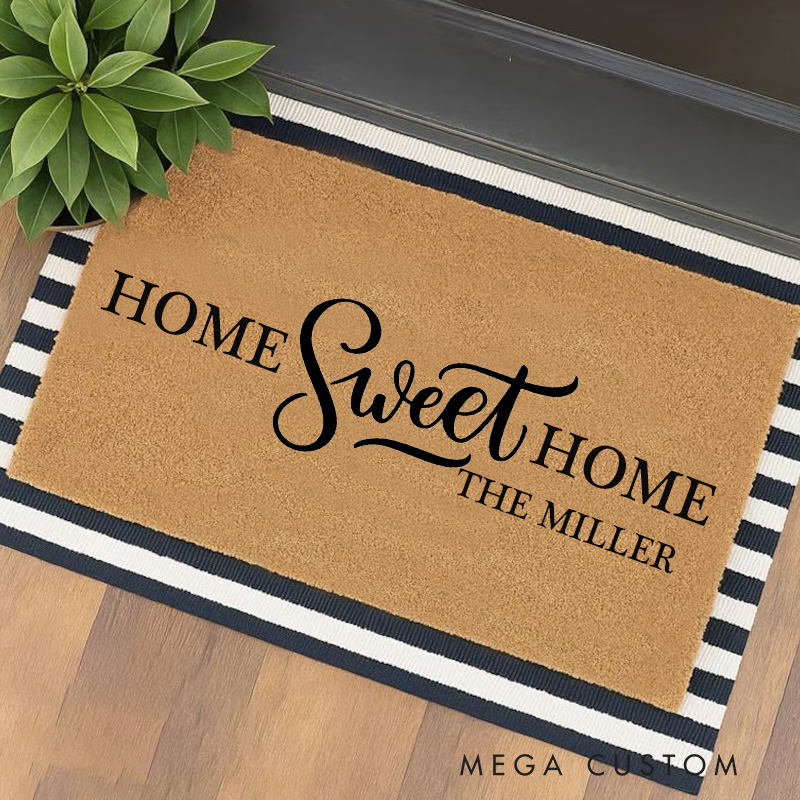 Personalized Doormat Custom Home Sweet Home Door Mat New Home Gift Housewarming Wedding Gift for Couples Home Sweet Home Doormat Christmas Gift