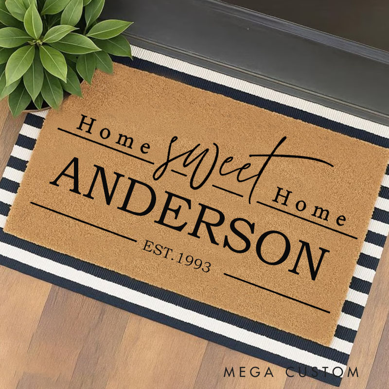 Personalized Home Sweet Home Doormat Custom Family Name Housewarming Gift Welcome Mat Indoor Outdoor Home Decor Front Door Rug
