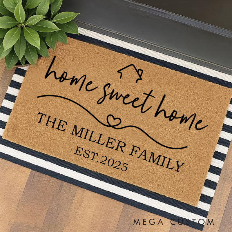 Personalized Doormat Custom Family Doormat Home Sweet Home Doormat Christmas Gift Home Doormat Housewarming Gift Closing Gifts