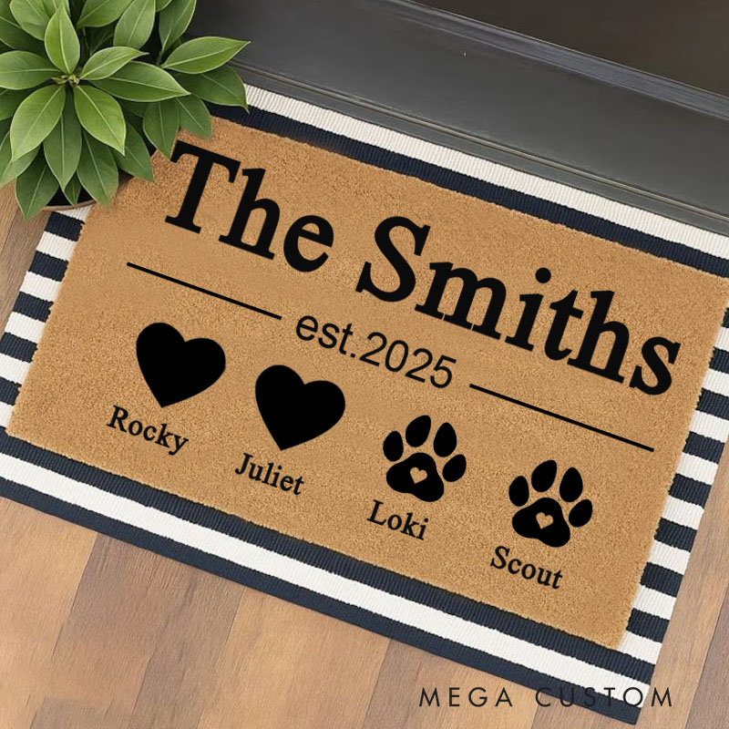 Personalized Welcome Doormat Custom Family and Pet Doormat Thoughtful Housewarming Gift for Your New Home Closing Gifts First Home Gift Christmas Gift