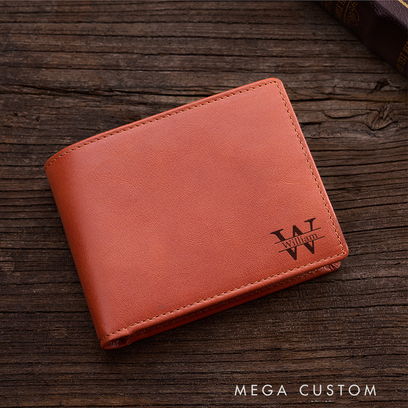 Personalized Leather Wallet Mens Wallet Custom Wallet for him Engraved Wallets with Name Minimalist Wallet Leather Gift For Him Gift for Husband Boyfriend Father