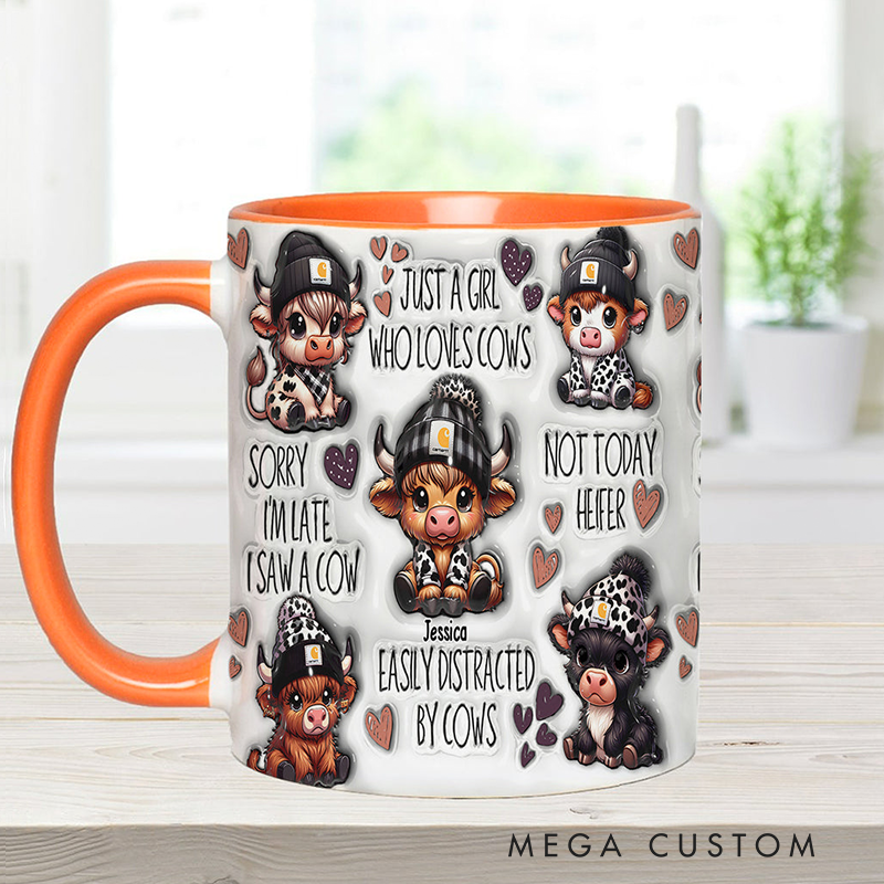 Personalized Just A Girl Who Loves Highland Cows Accent Mug
