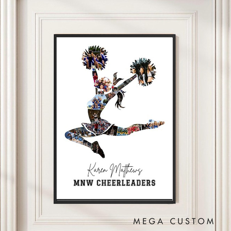 Personalized Cheerleader Caricature from Photo Wall Art Poster Without Frame Funny Hand Drawn Style Art Gift for Baseball Fans and Athletes 