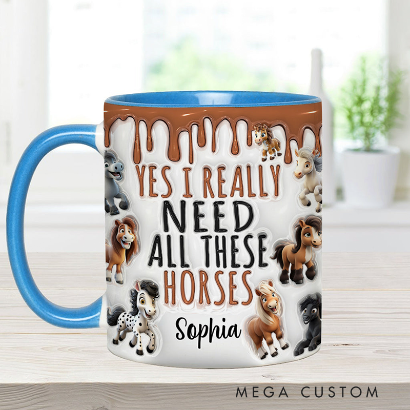 Personalized I Need All These Horses Horse Accent Mug