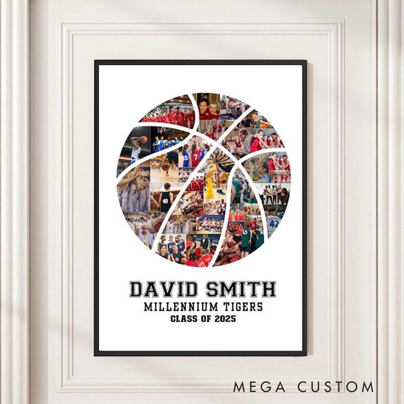 Personalized basketball Caricature from Photo Wall Art Poster Without Frame Funny Hand Drawn Style Art Gift for Baseball Fans and Athletes 