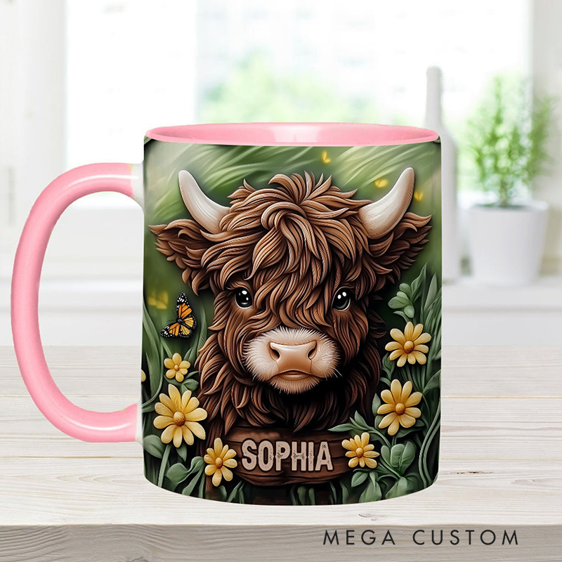 Personalized Baby Highland Cow Accent Mug
