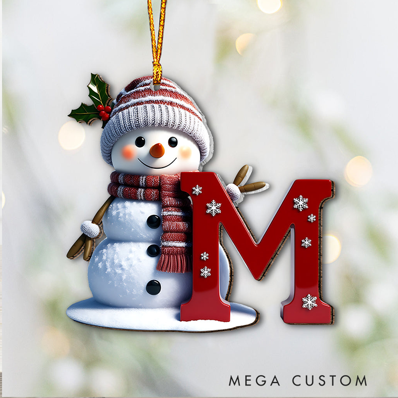 Personalized Cute Snowman Merry Christmas Ornament