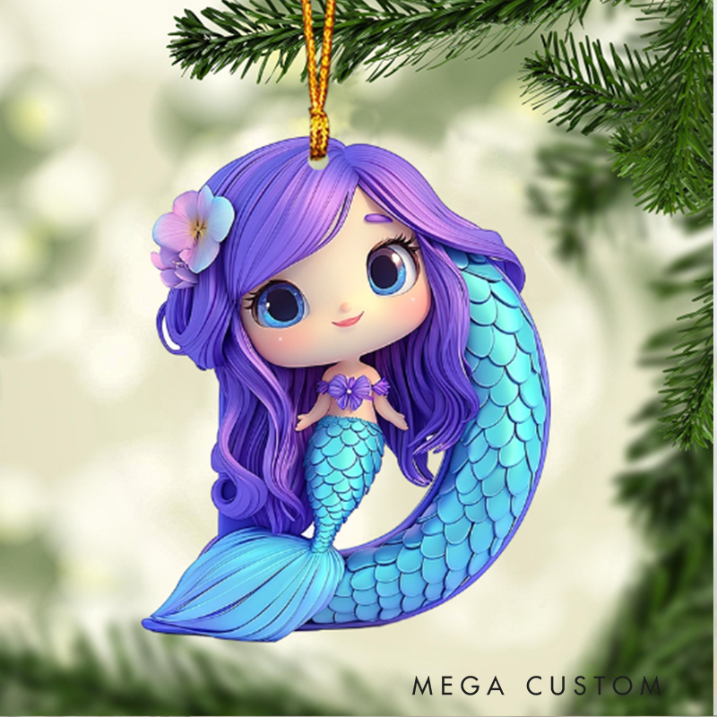 Personalized Beautiful Mermaid Letter Kid Ornament
