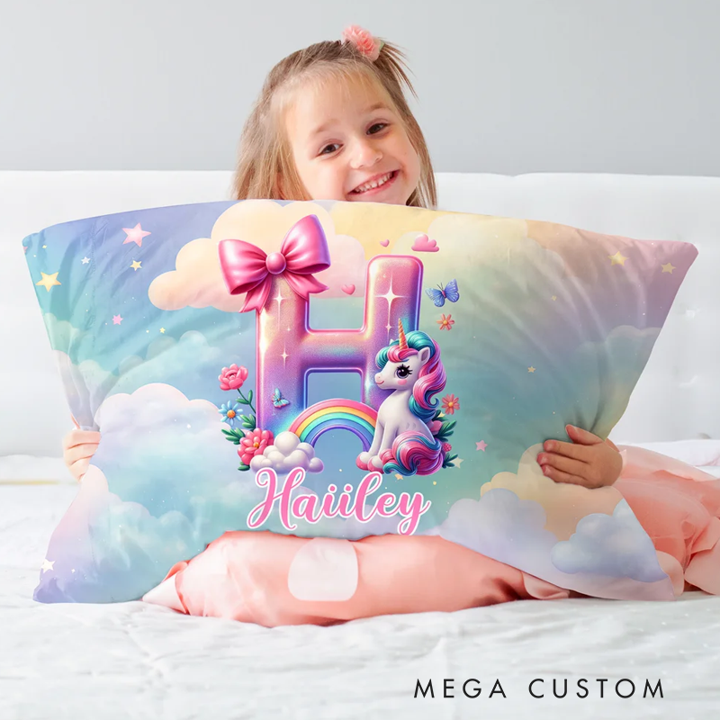 Personalized Dinosaur Fantasy Unicorn Soft Throw Pillow Cover with Name Home Decor Birthday Gift for Kids