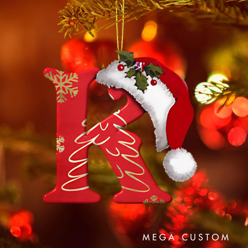 Personalized Christmas Acrylic Letter Pendant Customizable 2D Holiday Ornament for Tree Decoration