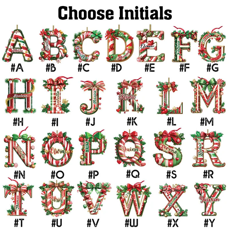 Personalized Christmas Ornament with Name One Sided Custom Letter Holiday Decoration for Tree Family Christmas Letters